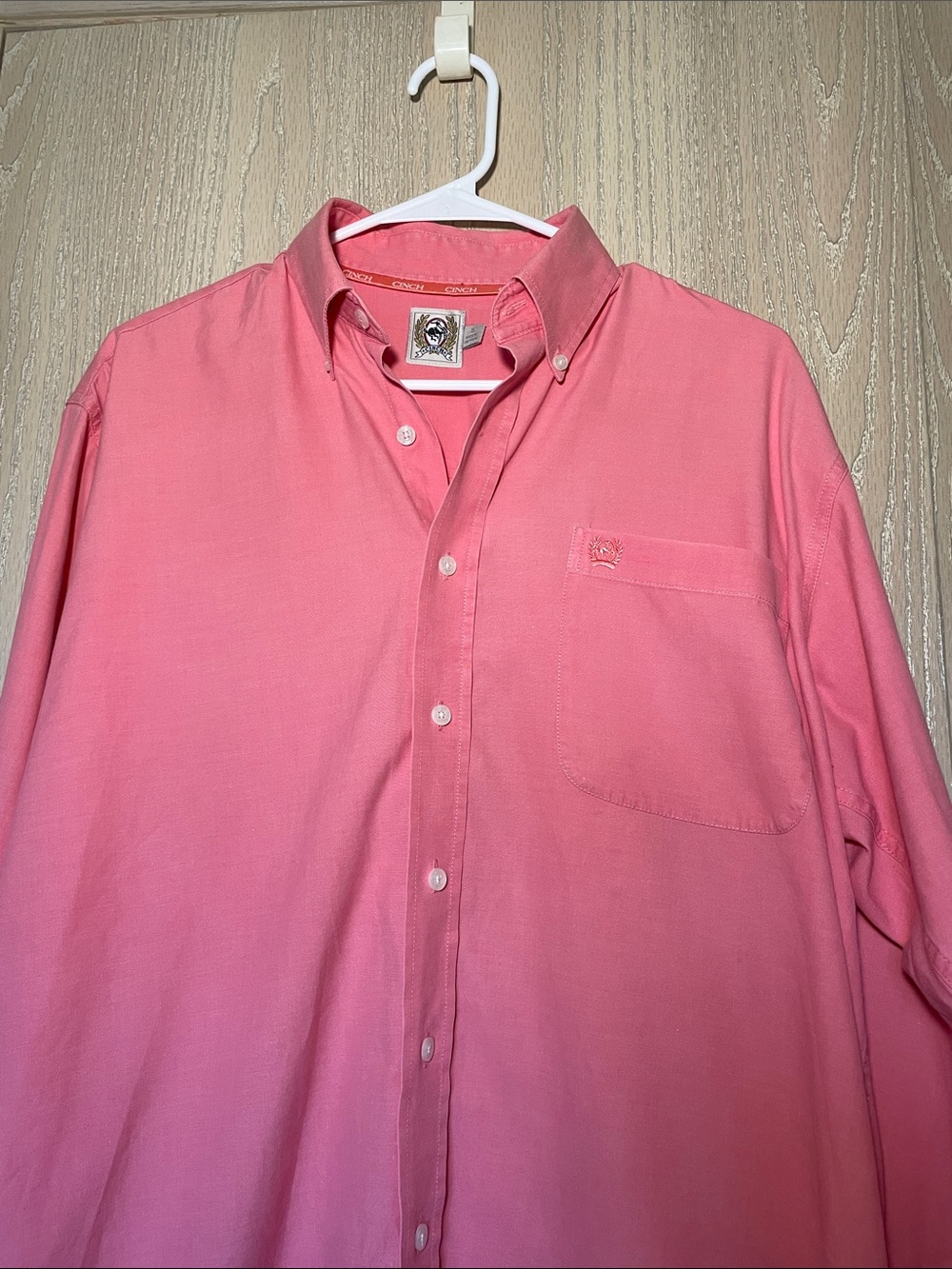 Cinch Men's Small Button-Down Shirt in Coral Pink